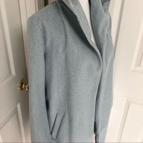 Zara Light Blue Hooded Belted Coat Small - Picture 4 of 8